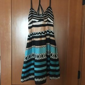 Bar III Print Dress with Smocking & Braided Straps